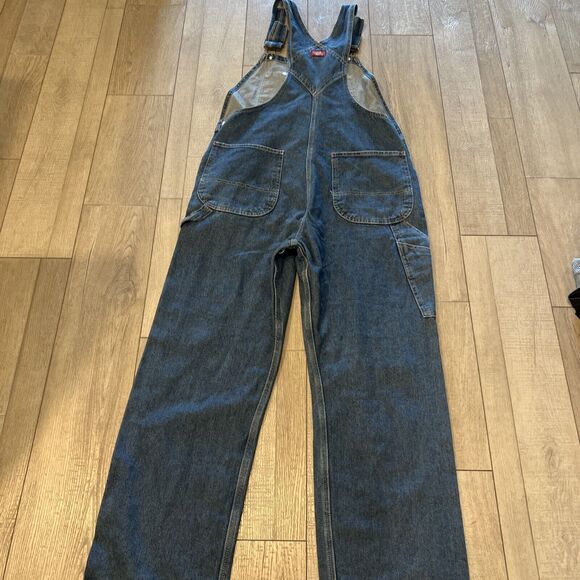 VTG Dickies Overalls Mens 34x32 Blue Denim Distressed Carpenter Work carhartt - Picture 6 of 8